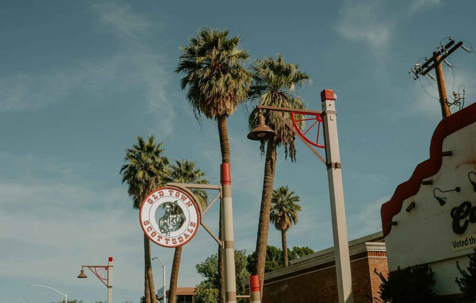 Palm trees and the Old Town sign in Scottsdale